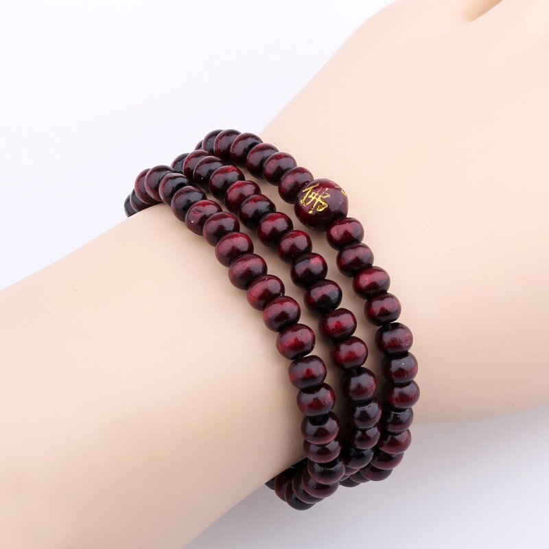 Fatpig 6mm * 108 Natuurlijke Rode Sandelhout Kralen Gebed Japa Mala Rozenkrans Armband Tibetaanse Boeddhistische meditatie Houten Rozenkrans Kralen