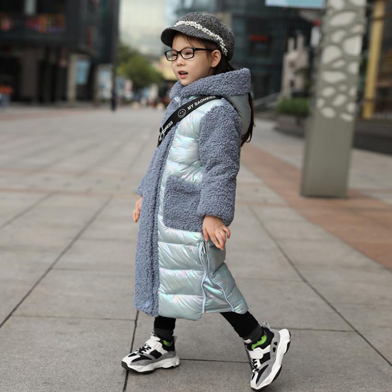 3-16T Plus size Kinderen faux bontjas lam bont gesplitst meisjes dikker warme overjas parka modis kids oversize jassen Y2426: light blue / 8T