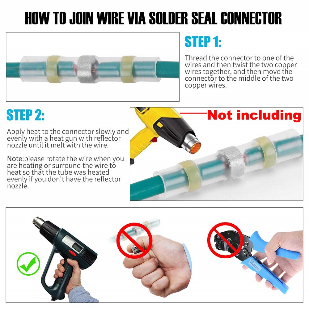 Terminales de conectores de Cable, empalme de Cable eléctrico impermeable, manguito de empalme, sello aislado, 26-10 AWG, 800 Uds.