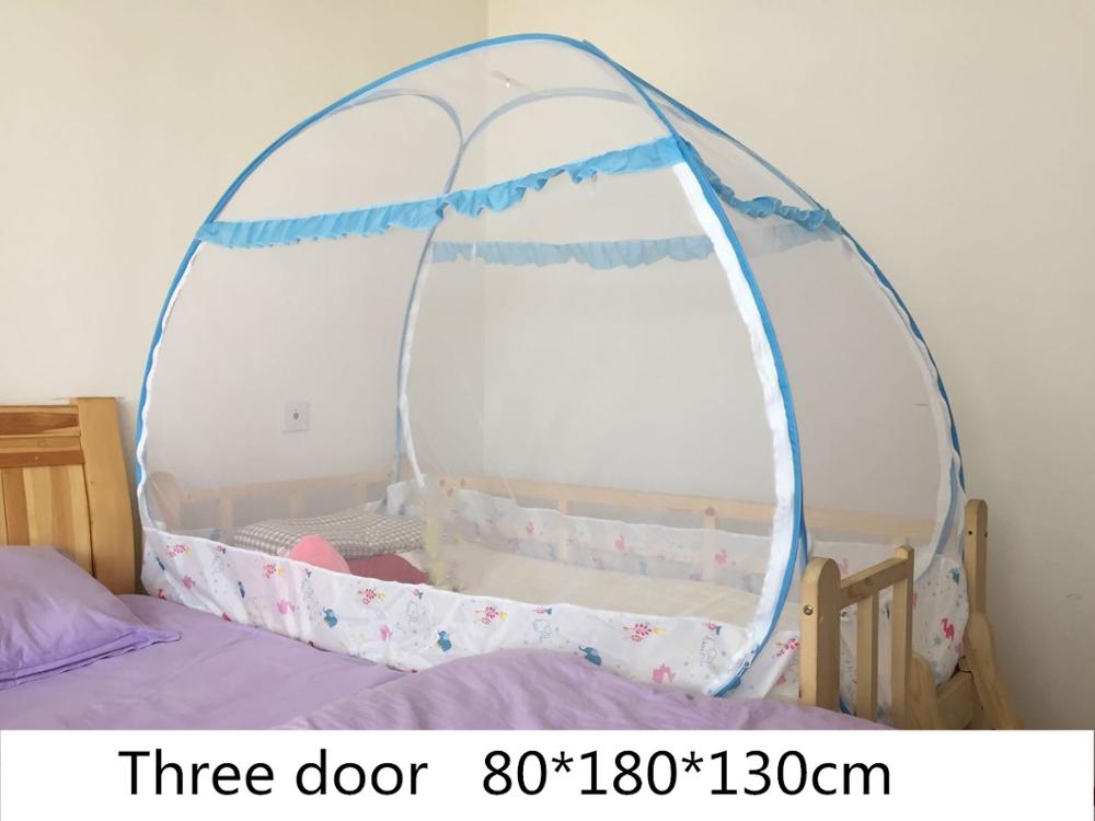 Draagbare Babybedje Klamboe Kinderbedje Anti-Mosquito Tent Mongoolse Yurts Kinderen Klamboe Vouwen Camping: blue 80x180x130cm