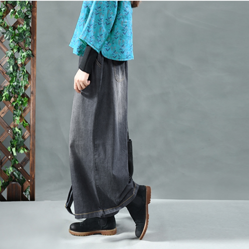 Pantalones vaqueros chinos tradicionales para mujer, pantalón informal de cintura elástica en línea, de pierna ancha, TA1376,