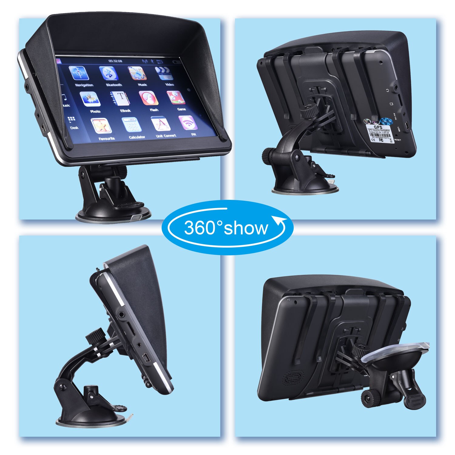 7 Inch Gps Navigator Portable Navigator 8GB128-256MB+Sunshade Gps Navi Navigation Device Maps Truck Car Auto Touch Screen