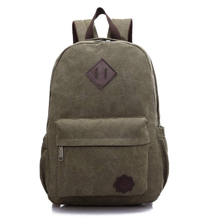 Sac à dos pour ordinateur portable en toile hommes adolescents garçons sacs à dos grand sac d'école Vintage étudiants voyage sac à dos sacs à bandoulière noir XA1054C: Army Green