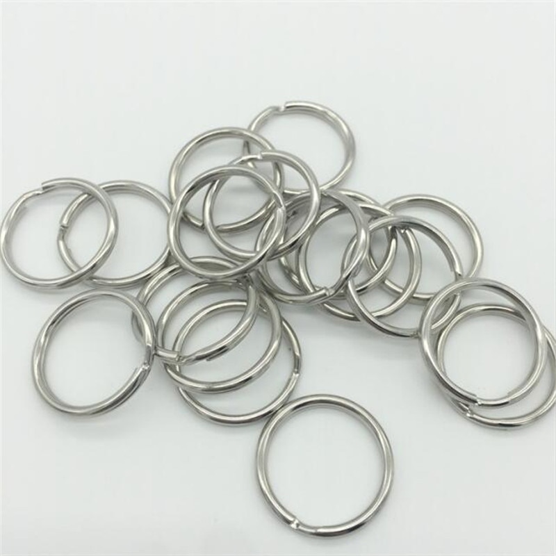 50pcs/lot 12mm 15mm 20mm 25mm 28mm Stainless Steel Hole Key Ring Key Chain Rhodium Plated Round Split Keychain