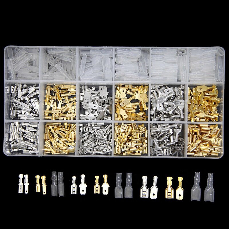 540 pièces 2.8/4.8/6.3Mm Fil Connecteurs Kit A Sertir Femelle/Mâle Cosses Ensemble pour le Câblage Électrique Voiture Haut-Parleur