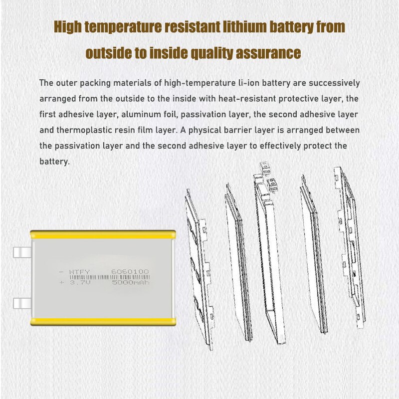 3.7v 5000 mah 6060100 polymer litium lipo uppladdningsbart batteri för gps psp dvd pad färdskrivare power bank högtalarlampa