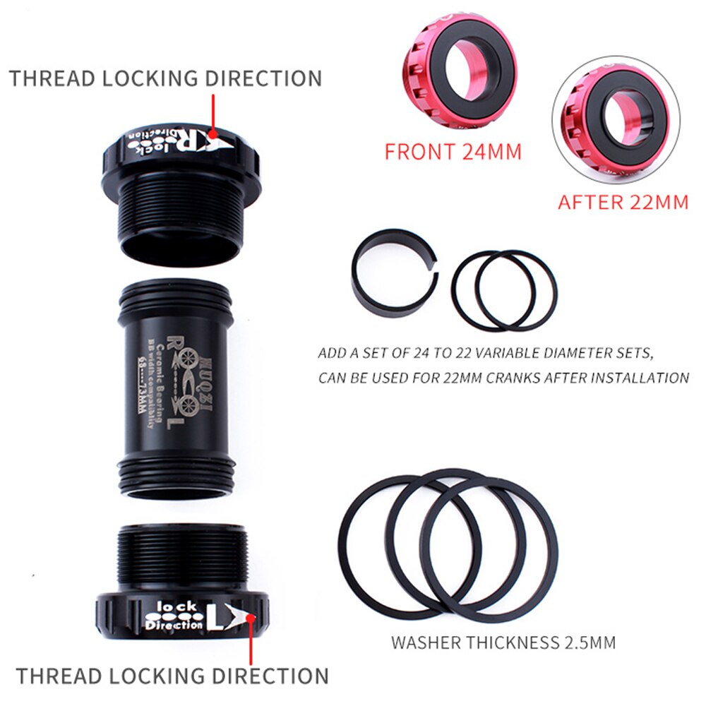 MUQZI Tretlager MTB Mountainbike Fahrrad Radfahren Keramik Gewinde Tretlager 68mm/73mm BB Kurbel Set fahrrad Teile