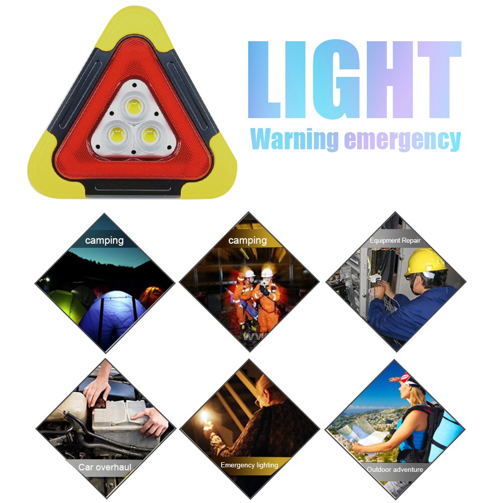 Draagbare Abs Waterdichte Led Werk Lamp Verkeer Waarschuwing Usb Oplaadbare Cob Auto Repareren Verlichting Driehoek Noodverlichting