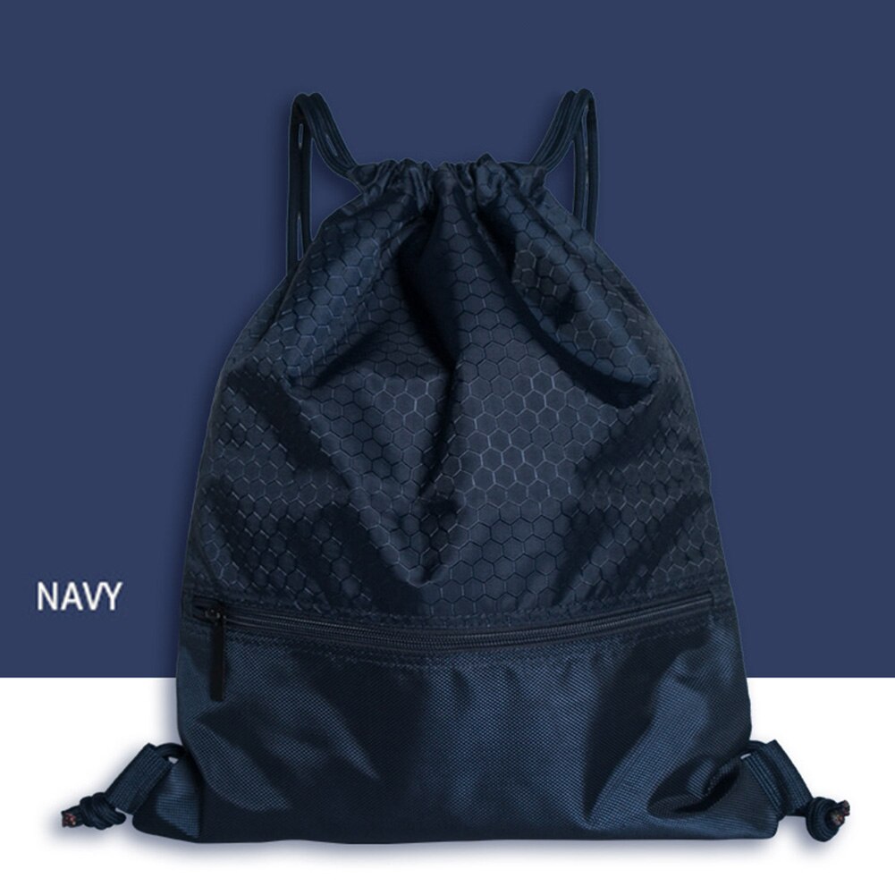 50*42cm Folding Drawstring Storage Waterproof Beam Bag Wear-resistant Sport With Zipper Pocket Home Swimming Backpack Travel: navy