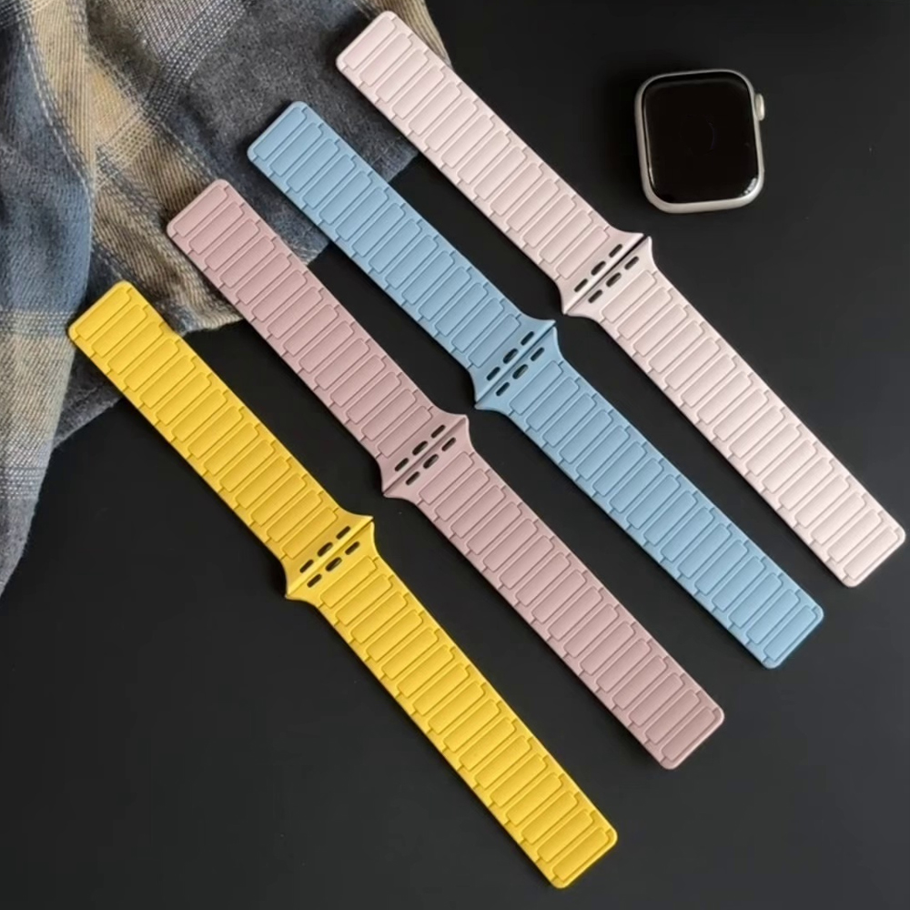 Soft Magnetic Silicone Strap for Apple Watch Ultra 2 49mm 46mm 42mm 45mm 41mm 44mm 40mm Band for IWatch Series 10 9 8 7 6 SE 5 4
