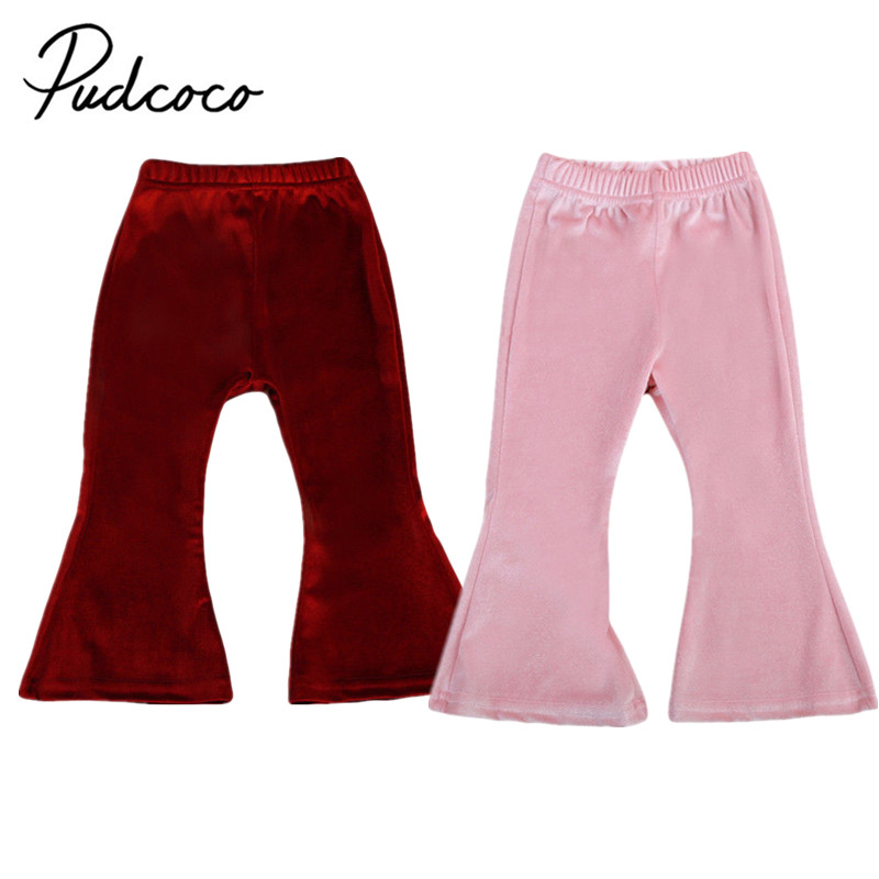 Gloednieuwe Peuter Baby Kind Kids Baby Meisjes Bell bodem Breed Been Stretch Pleuche Broek Lange Broek Effen Broek 1-5 T