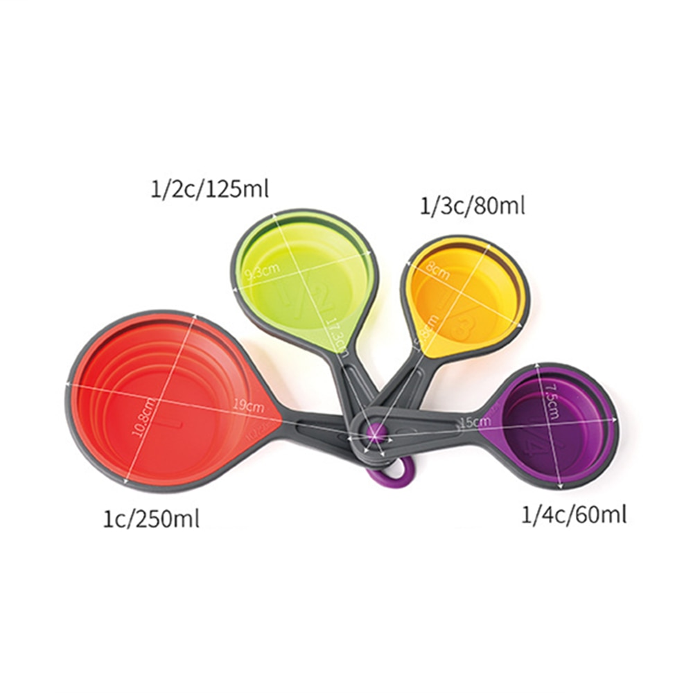Travel Silicone Measuring Cups and Measuring Spoons Set Collapsible Measuring Cup Portable Measuring Tool