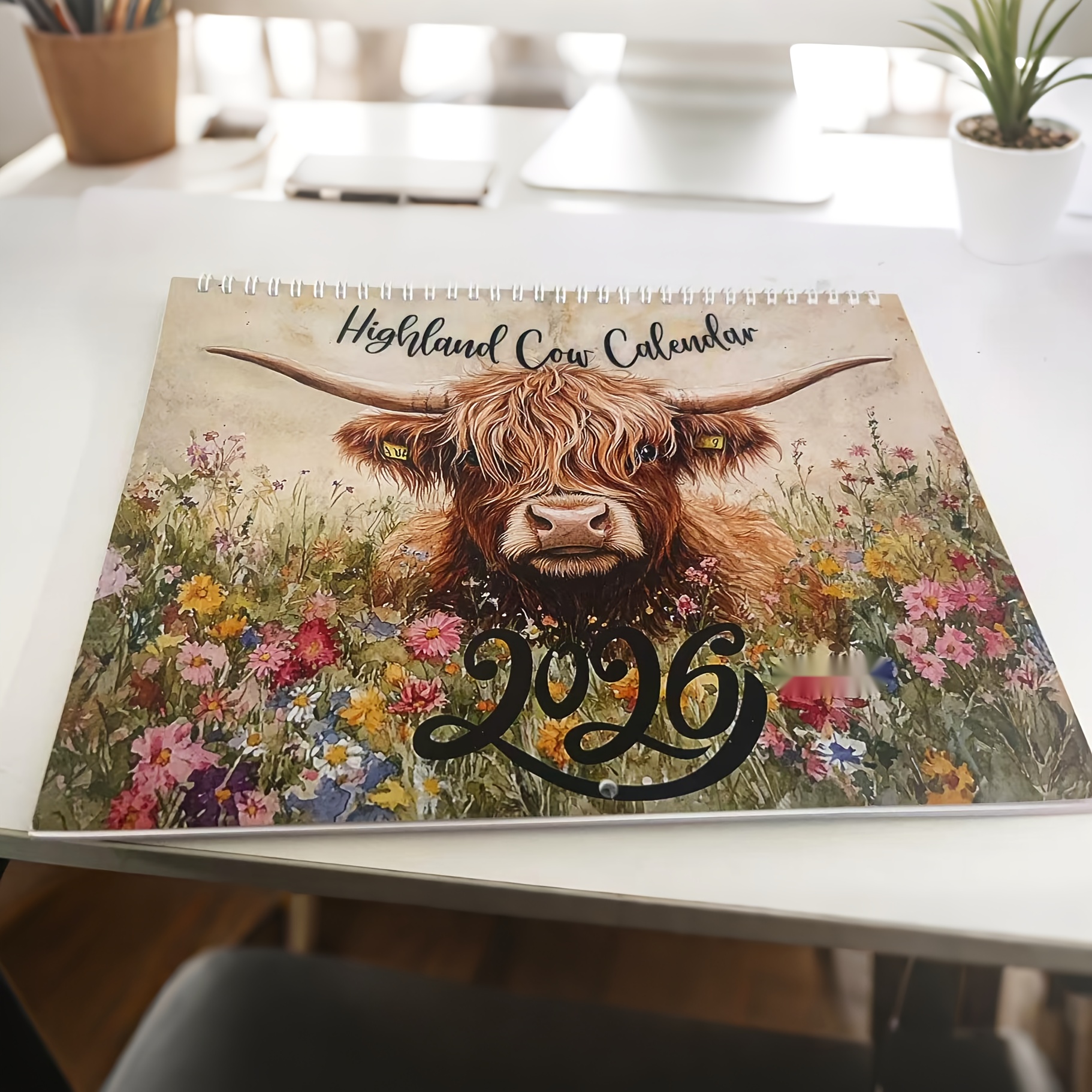 Highland Cow Wall Calendar - Scottish Cattle Daily Planner, Yearly Schedule & Month Notebook for Home Office Decor