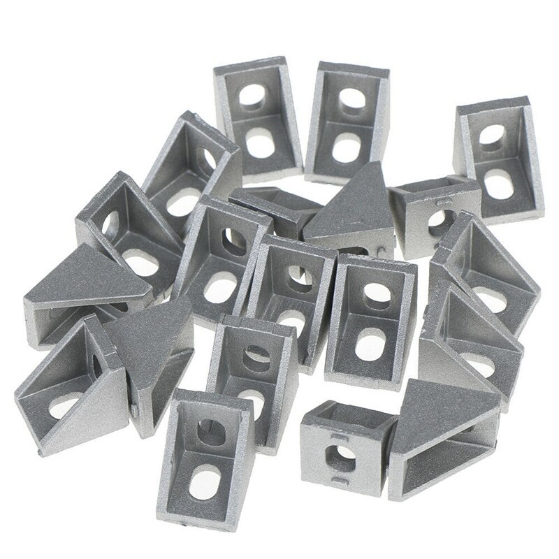 20Pcs Corner Fitting Angle Aluminum 20 X 20 L Connector Bracket Fastener Match Use Industrial Aluminum Profile