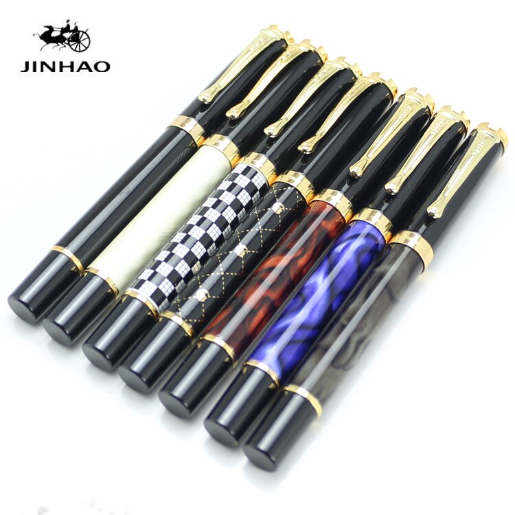 JINHAO 500 Royal Blauw Rood Marmer 7 Verschillende Kleur Body Gouden Clip Inkt Staal vulpennen