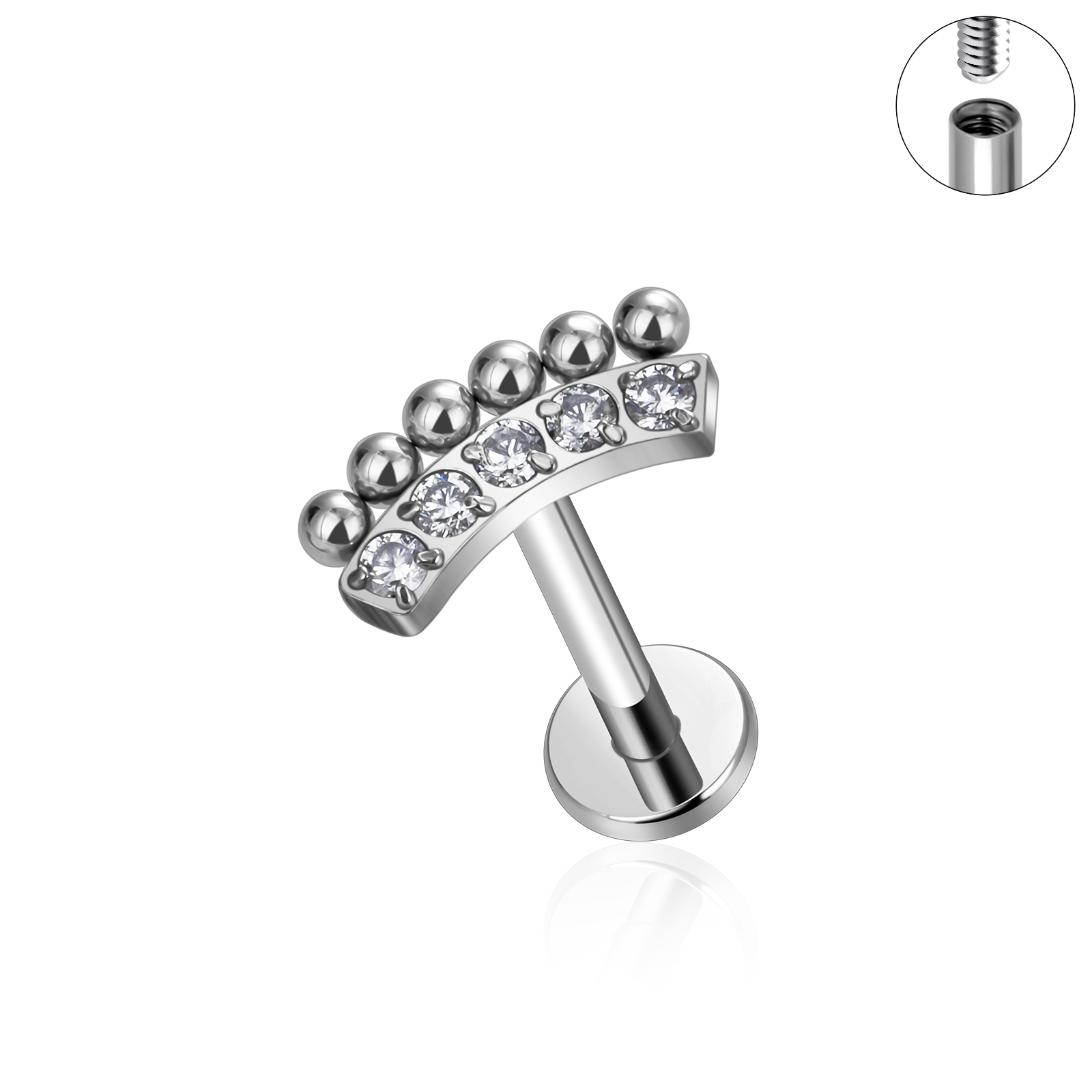 G23 titanio 16G Piercing Labret labio Nasal pendiente de tuerca hilo interno joyería del cuerpo oreja Tragus cartílago hélice Dait: Rojo / Color amarillo dorado claro