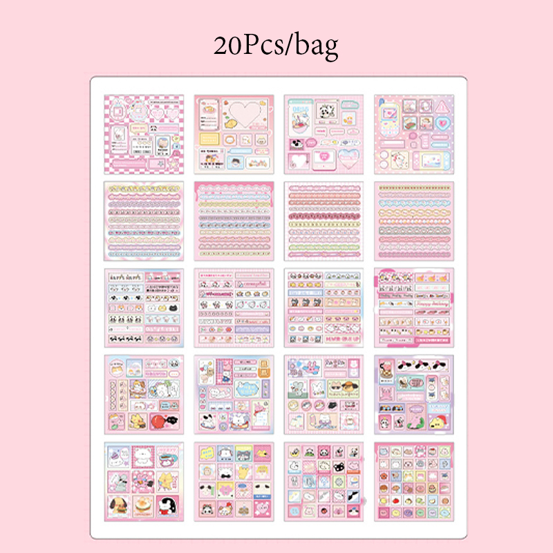 Mr. Paper, mini pegatinas lindas de animales de dibujos animados, álbum de recortes, funda de teléfono, decoración de diario, pegatinas de suministros de papelería, 20 hojas/libro: Blanco