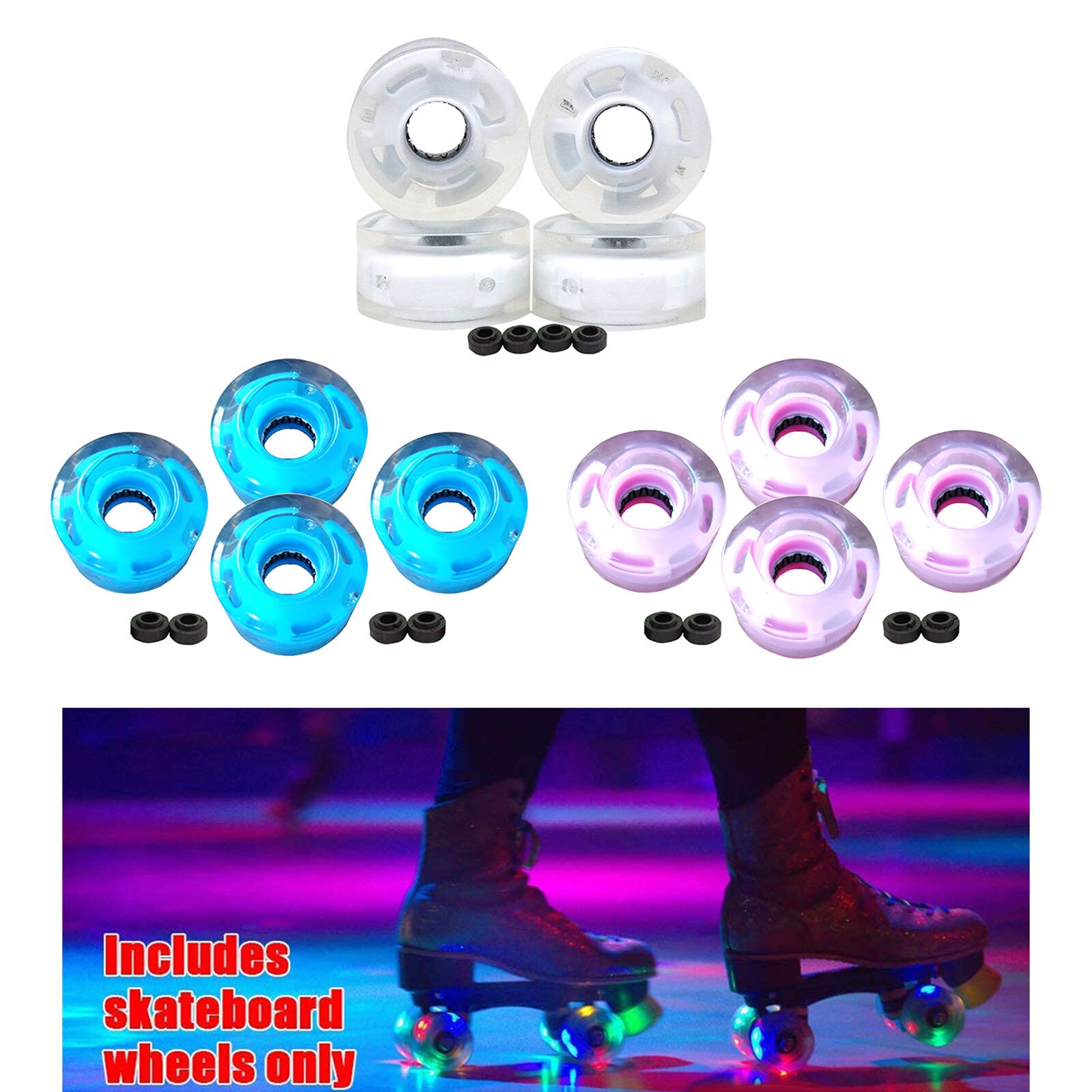 4 Stuks 32X58Mm Roller Skate Wielen Indoor En Outdoor Led Flash Vervanging Met Lagers Light Up Voor dubbele Rij Schaatsen