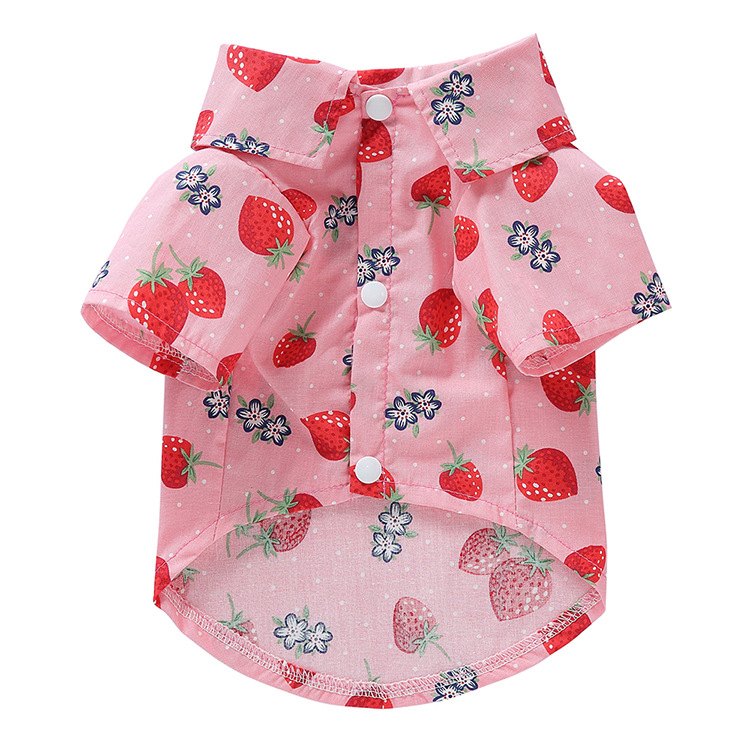 Chemises imprimées de fruits pour animaux de compagnie, T-shirt pour chien, Manteau fin, Veste pour chiot, Vêtements pour chat, Tenues pour petits chiens, Tenues de Schnauzer: Rose / XXL