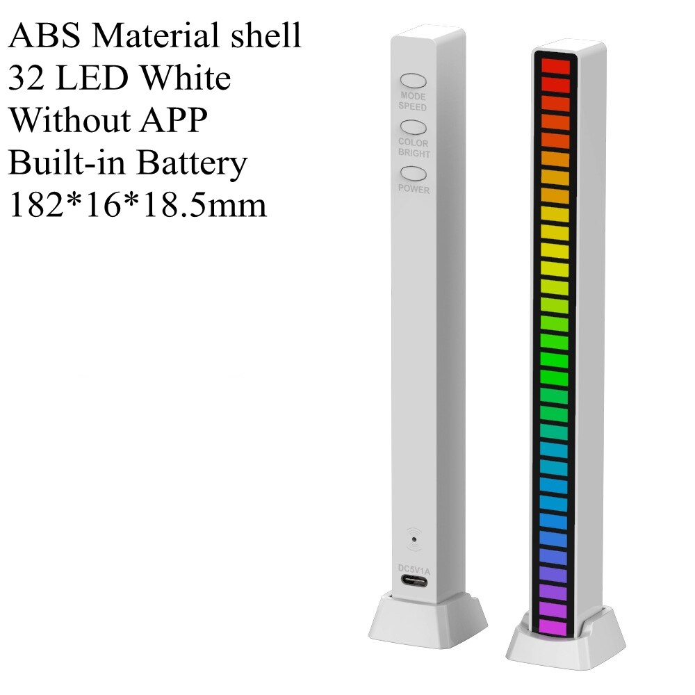 Voice App Controle Stereo Muziek Spectrum Led Licht Audio Niveau Indicator Versterker Vu Meter Voor Auto Speler Sfeer Lampen: Silver Battery NoApp