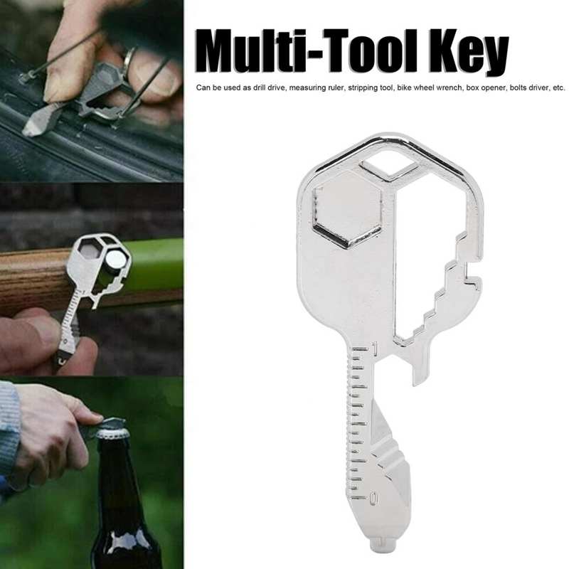 24 in 1 Multi-Tool Key Bottle Opener Hex Wrench Measuring Ruler Key Shaped Pocket Tool