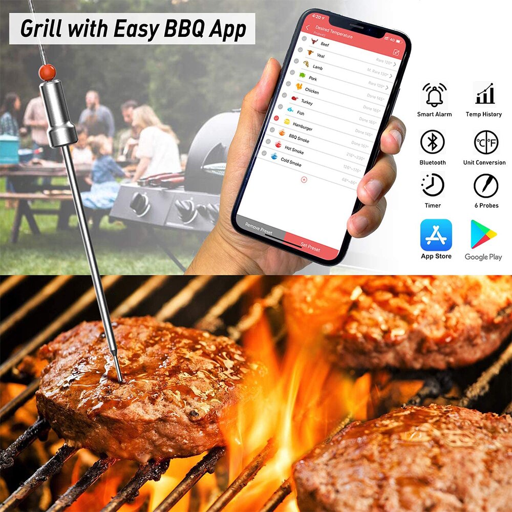 AidMax WR01 Digital kabellos BBQ Fleisch Thermometer Grill Ofen Thermomet Mit Edelstahl Sonde Kochen Küche Thermometer