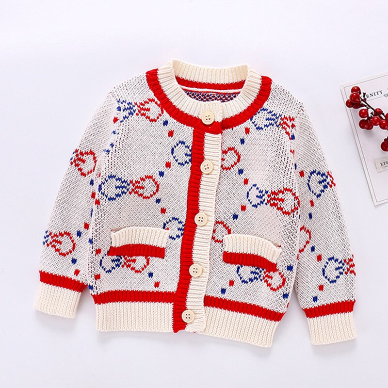 Kinderen Gebreide Warme Trui Herfst Winter Mode Meisjes Lange Mouwen Wollen Kleuraanpassing Jas Kindje Vest Kleding: BZ2015 red / 18m