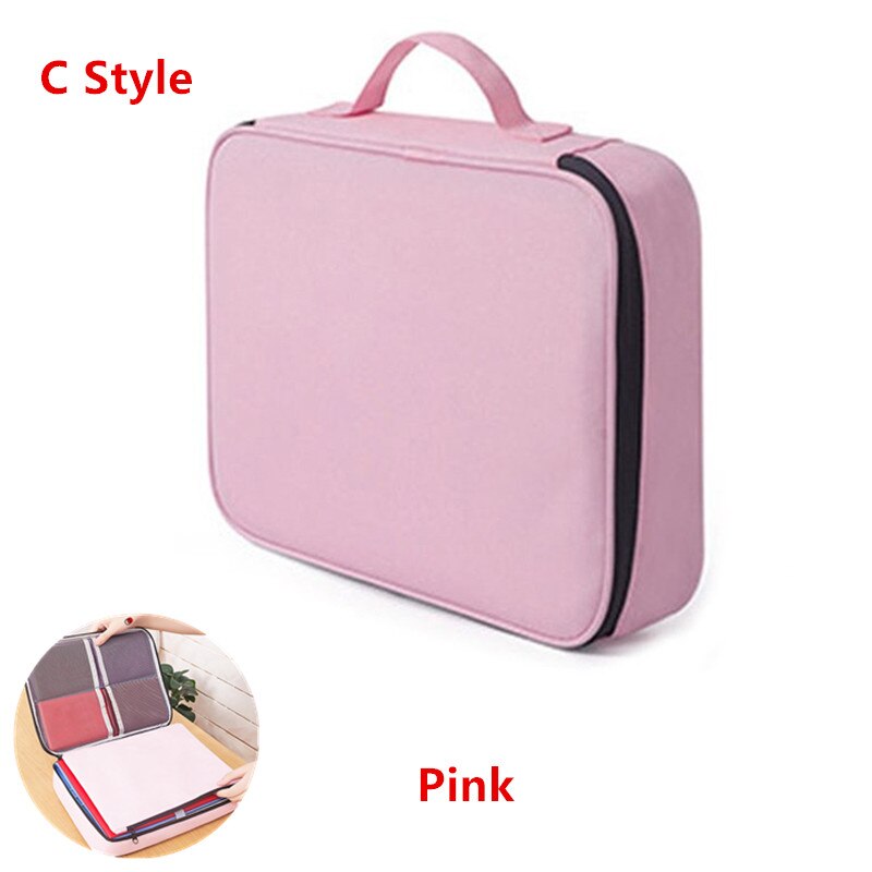 Bolsa de documentos de gran capacidad, Cartera de pasaporte de viaje, organizador de tarjetas, negocio de los hombres, paquete de almacenamiento impermeable, artículo de accesorios para el hogar: C Pink