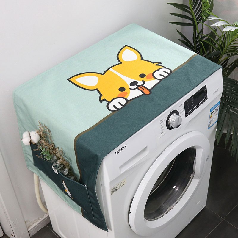 Housse de protection anti-poussière pour Machine à laver, motif dessin animé, étanche, pour réfrigérateur, avec rangement: 07