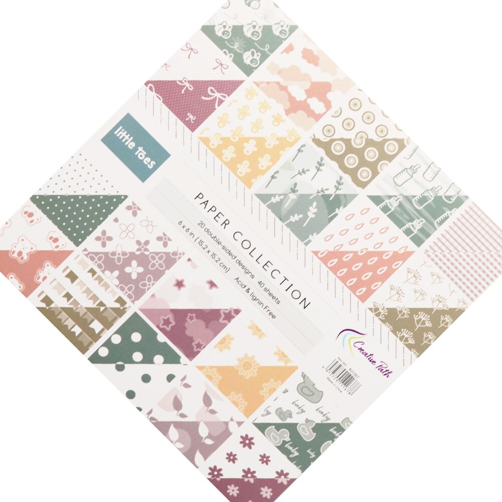 CRZCrafter 6"x6 Inch Scrapbooking Pattern Papers Pad 40 Sheets Pcs Crafts Background DIY Packs Acid Free Embellishments
