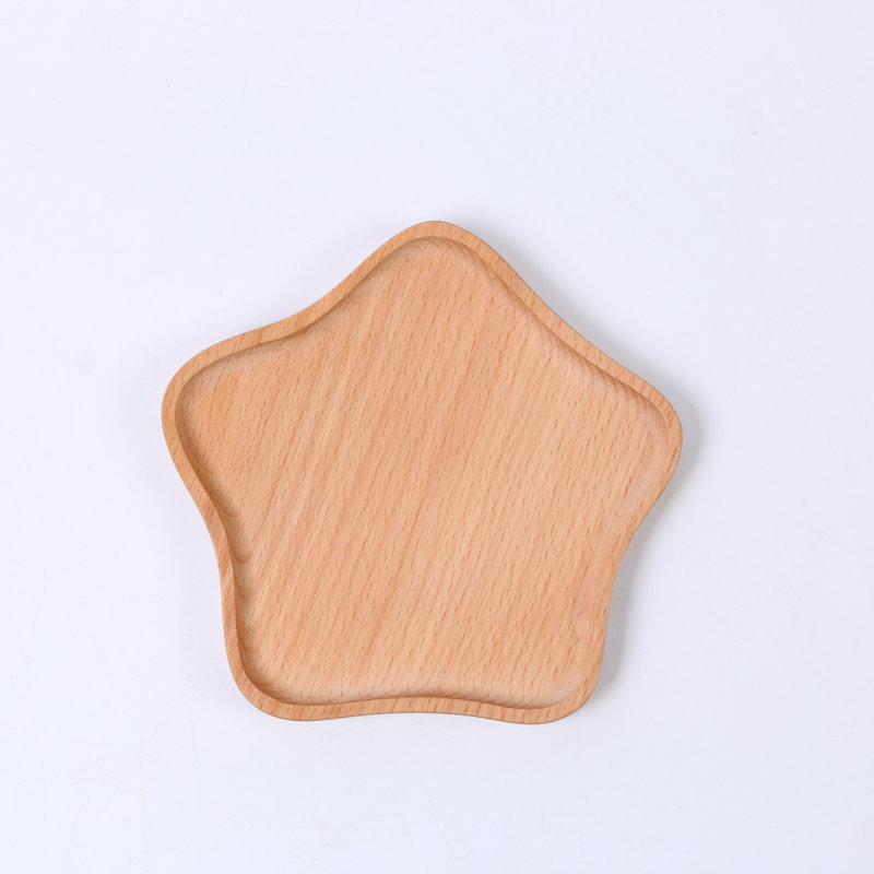 Animal Shaped Solid Wood Dinner Plate Cartoon Tray Children&#39;s Feeding Set Cutlery Wooden Plate Dessert Plate: Star