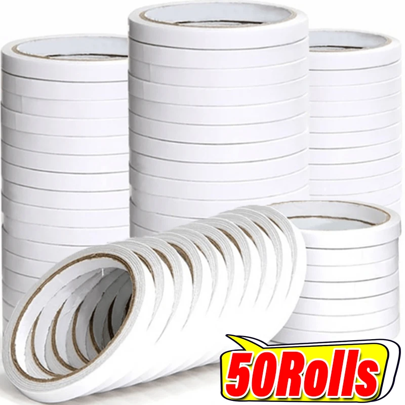 50/1 rotoli di nastro biadesivo ultrasottile bianco forte nastri adesivi strisce di nastro super adesivo per forniture per ufficio domestico