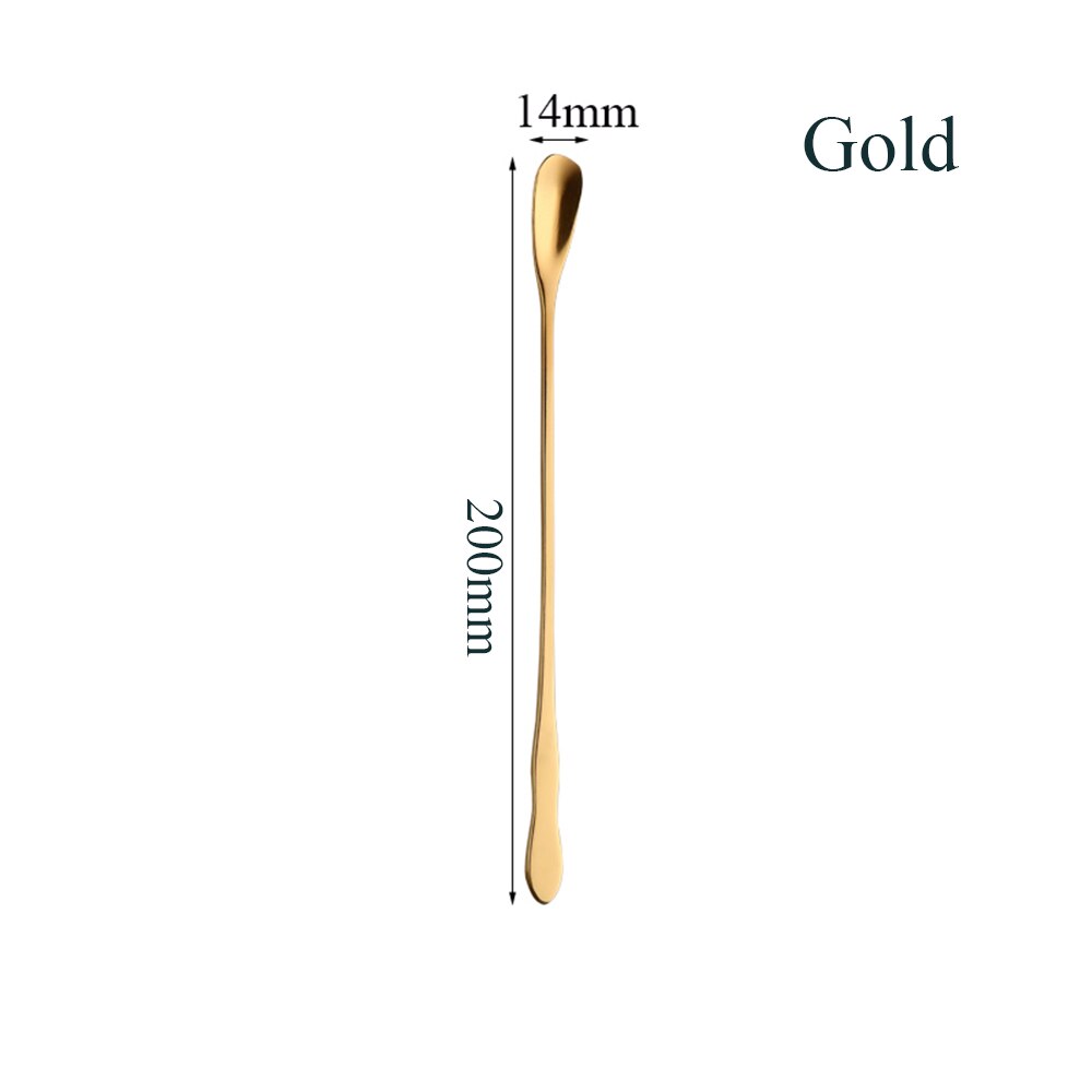 Stijl 1Pc Rvs Koffie Lepel Met Lange Steel Kleurrijke Koffie Scoops Dessert Thee Lepel Gevulde Keuken Gadget tool: 200mm gold