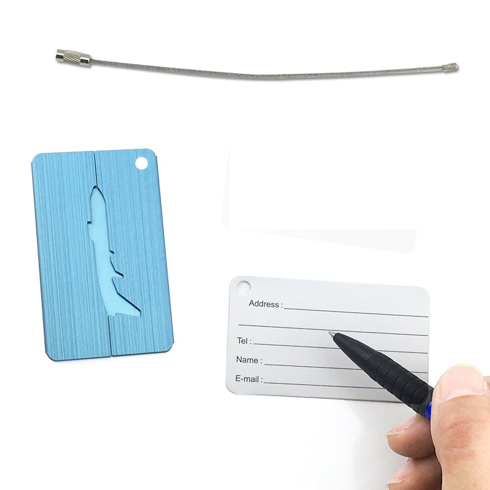 Draagbare Bagage Tags Aluminium Tag Koffer Id Naam Adres Houder Vliegtuig Bagage Boarding Label Kaart Reizen Accessoires