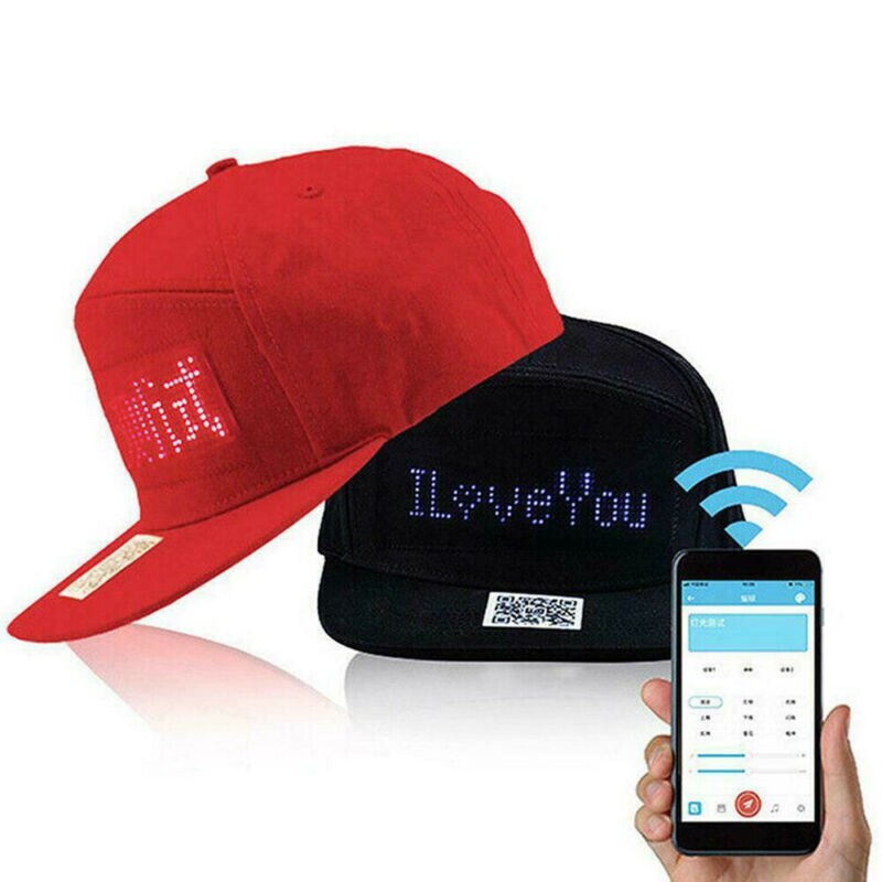 Unisex Men Women Animated LED Message Sign Hiphop Cap Adjustable Baseball Hat
