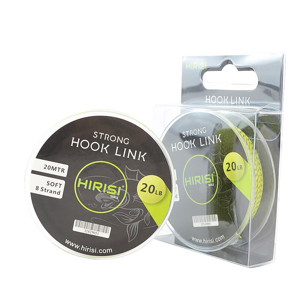 2 pçs linha de pesca da carpa 8 strand trançado gancho ligação 20m três tamanho grossa carpa equipamento de pesca: 20LB