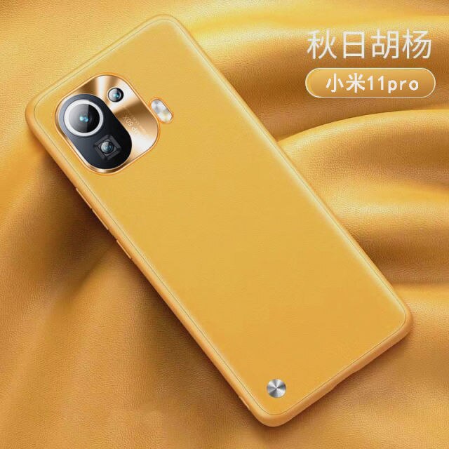 Luksusowe skórzane etui do Xiaomi 10 11 Pro odporna na wstrząsy Funda do Xiaomi 11 Mi11 pełna pokrywa tylna obudowa aparatu Mi10 silikonowy zderzak: Yellow for Mi11 Pro