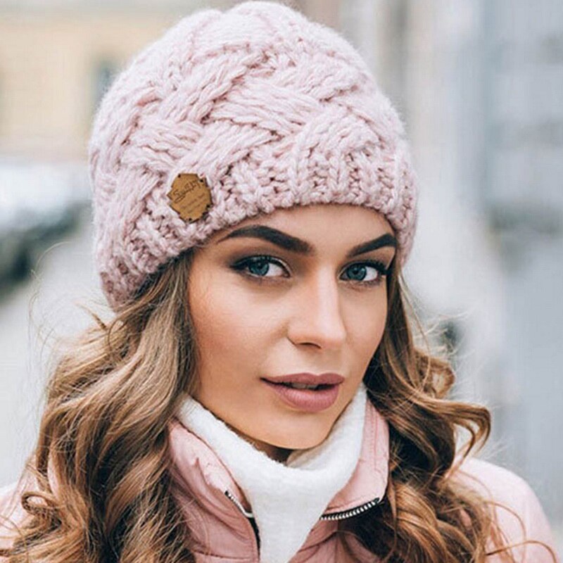Knit hats For Women Beaines winter Breathable Hip-hop Gorras Simple Hat Warm Solid Casual Lady Knitted cap: pink