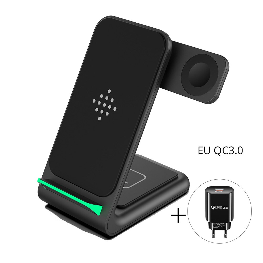 Betty 3 In 1 Draadloze Laders Voor Iphones Opvouwbare Charging Stand Airpods Iwatch Iphone 12/12 Pro Max Draadloze Oplader Station: Black Charging QC EU