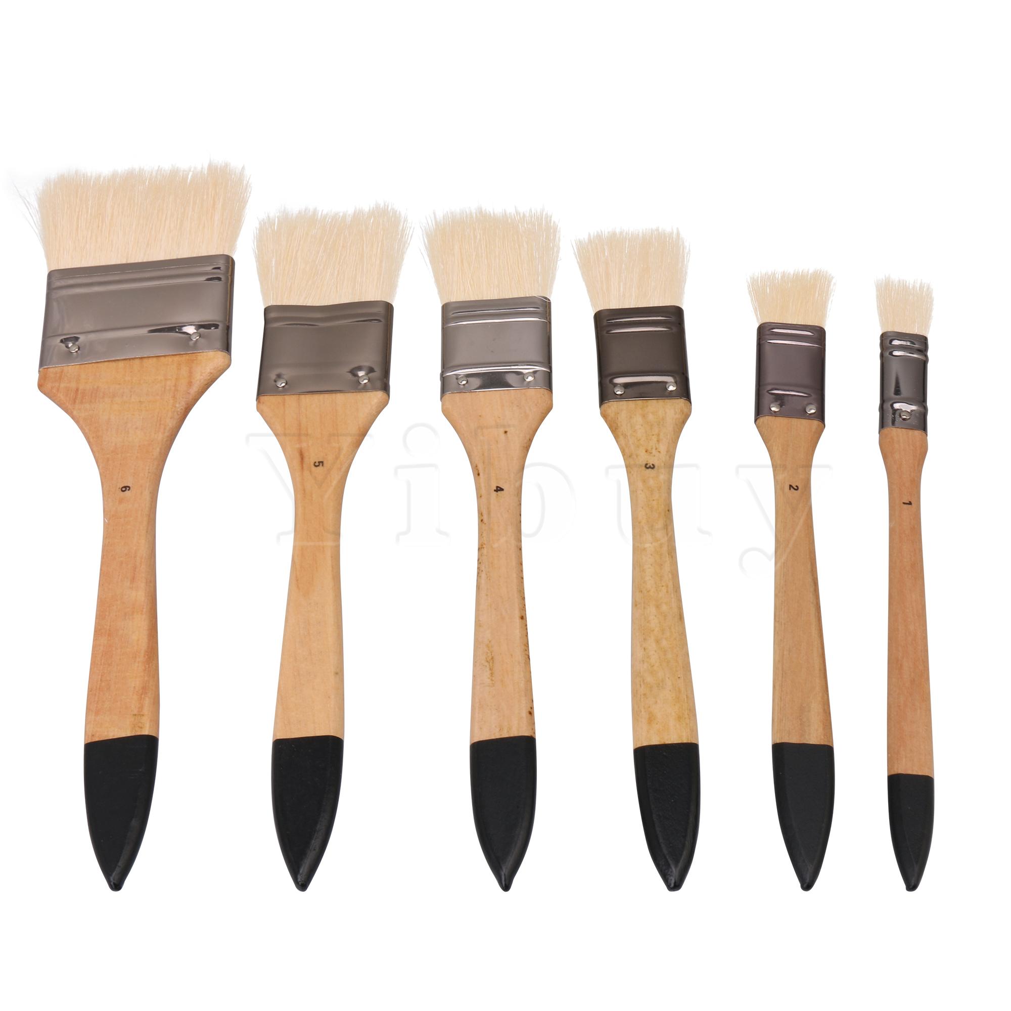6 x Wool Material Wooden Brush Paint Brush Tools for Artist Drawing