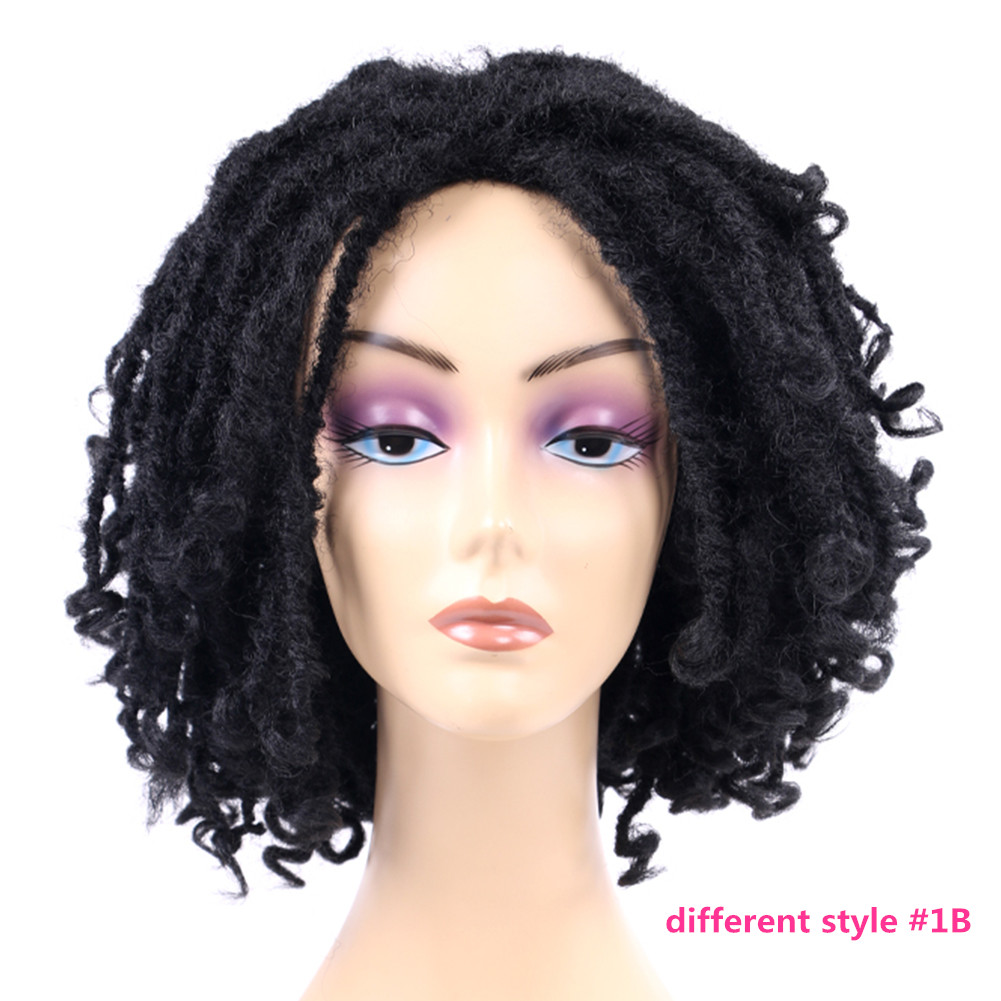 Pervado cabelo 14 "parte média peruca de cabelo sintético dreadlocks para mulheres africanas preto marrom bug ombre crochê alma locs tranças perucas: Cor natural