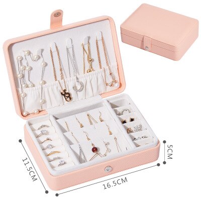 Portable Leather Jewelry Box Princess European Korean Simple Small Mini Earrings Earrings Hand Jewelry Storage Box: Red