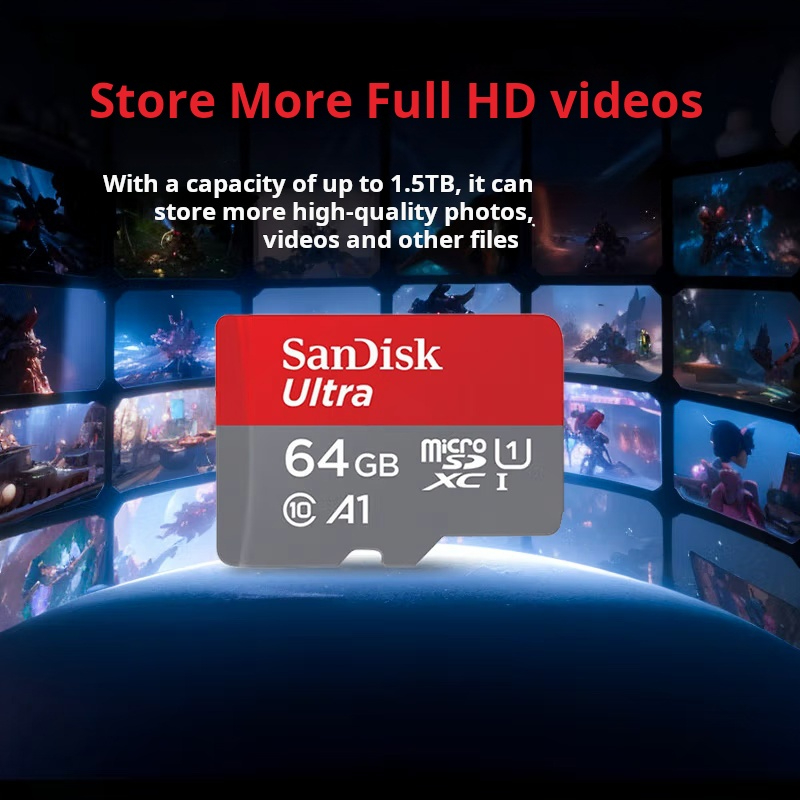 SanDisk 64GB TF (MicroSD) Memory Card, A1 U1 C10, High-Speed Memory Card, Read Speed 140MB/s, Multi-Device Compatible: Default Title