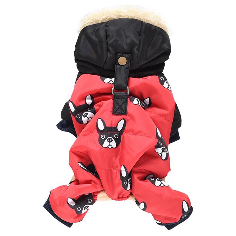 Disfraces de Bulldog Francés para perros, chaqueta cálida de invierno para cachorros, pequeños y medianos, productos de ropa para mascotas: Red / S