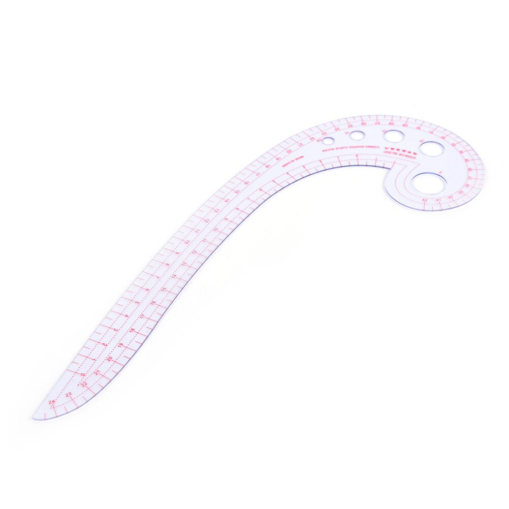 Costura en espiral de regla curvada francesa transparente de plástico largo de 11,8 "asequible con forma de Comma