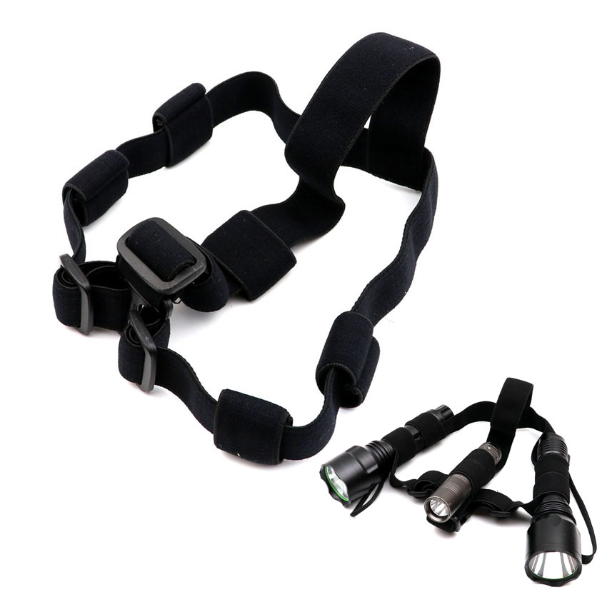 Flashlight Head Band Strap Adjustable Nylon Side Frontal Head Strap for LED Flashlight to Headlamp Head Light Elastic Strap