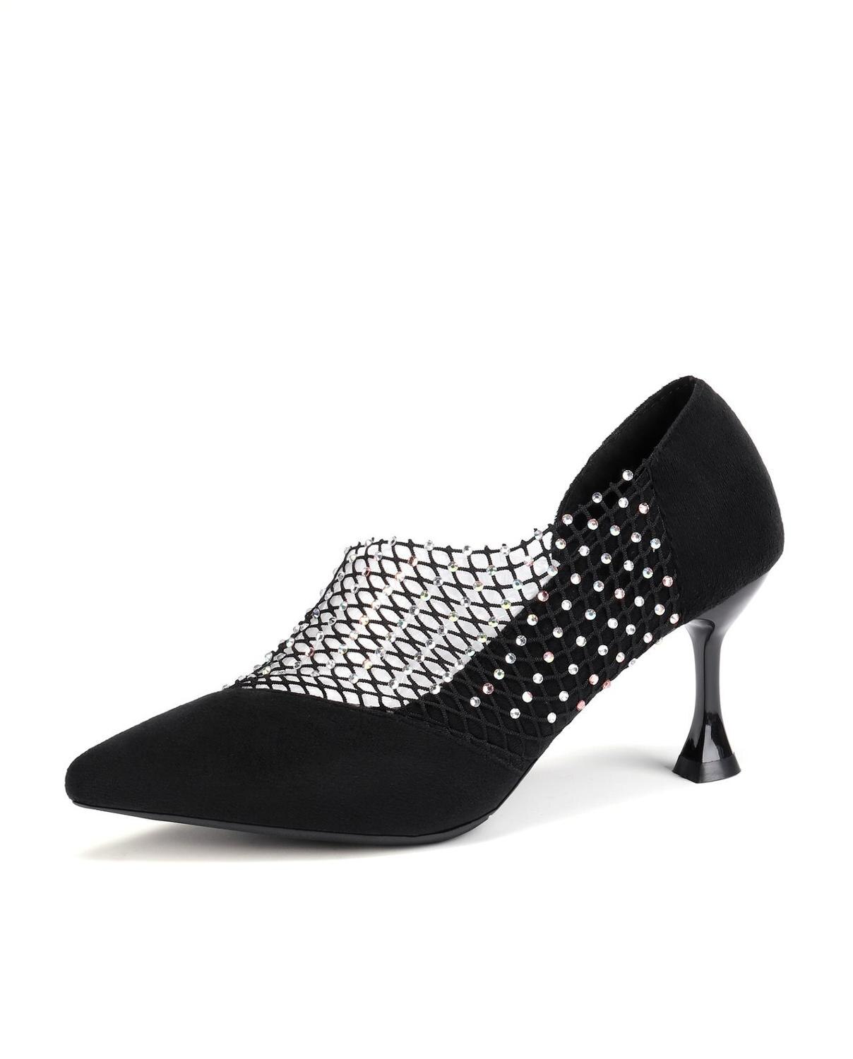 Femmes de luxe chaussures de mariage talons hauts strass Slik femme pompes bout pointu chaussures de fête talons minces printemps automne nouveauté: 39