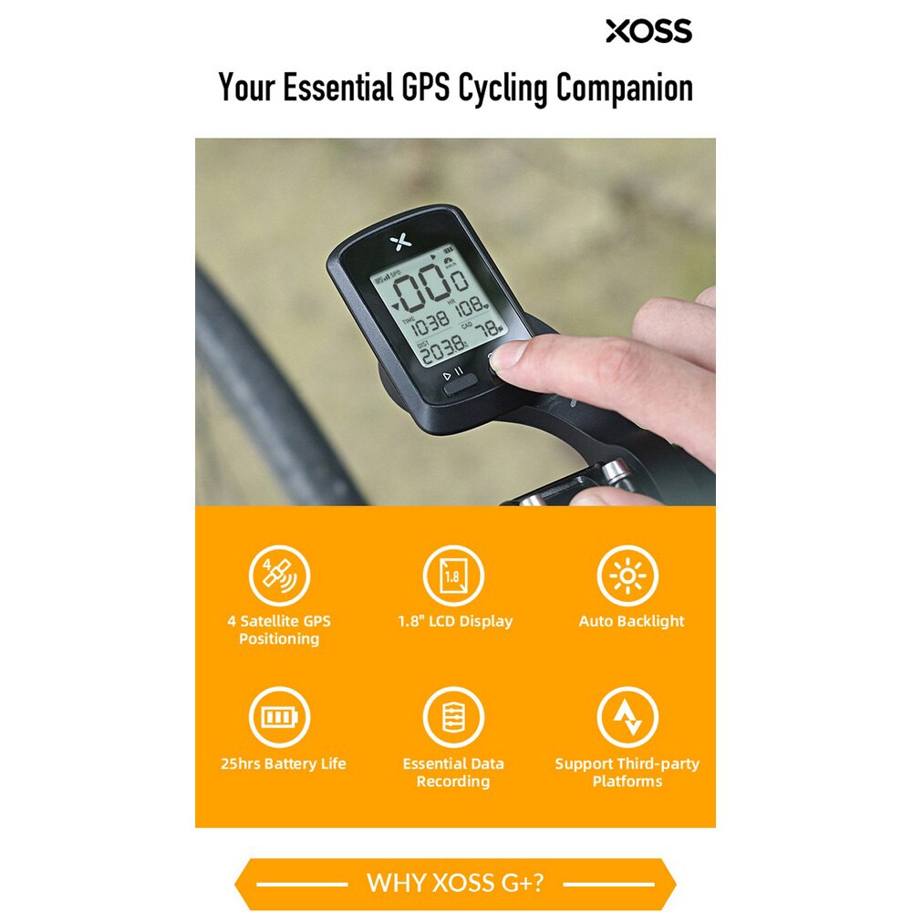 XOSS G + Plus Bike Computer Wireless GPS Speedometer Waterproof Cycling Road Bike Bicycle Bluetooth ANT+ Odometer Without Sensor