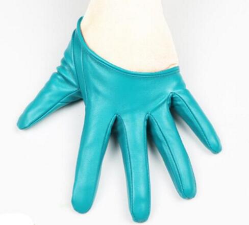 Multiple Color Women Patent leathe Gloves Women Solid Wrist Performance Dancing Mittens Driving Gloves: Sky Blue