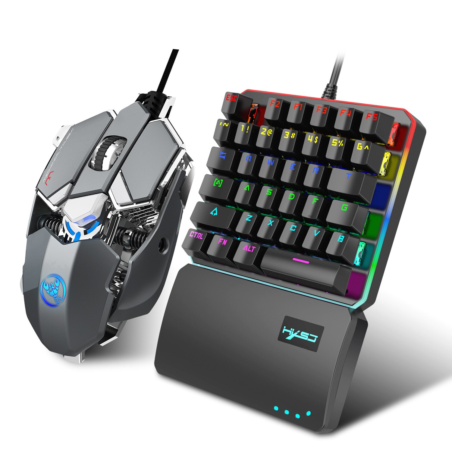 SeenDa V200 + J600 Chicken Keyboard Mouse Set RGB one-handed Keyboard plus Programming Mechanical Game Mouse